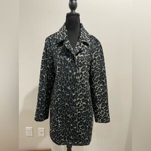 LOFT Snow Leopard Womens Pea Coat medium Ann Taylor